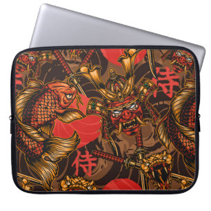 Funda Para Portátil Patrón ininterrumpido del estilo japonés con samur