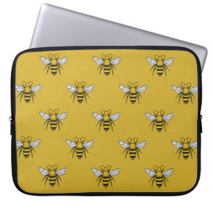 Funda Para Portátil Patrón inmaculado con abejas amarillas. Handdra