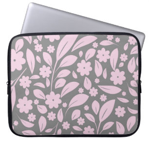 Funda Para Portátil Patrón inmaculado con flores rosadas y pulga