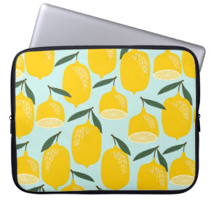 Funda Para Portátil Patrón inmaculado con limones. Mano de moda
