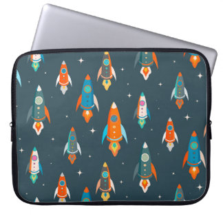 Funda Para Portátil Patrón inmaculado de cohetes coloridos en el espac