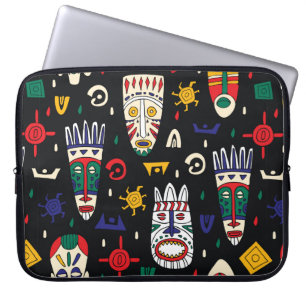 Funda Para Portátil Patrón inmaculado de máscaras tribales africanas