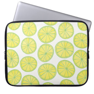 Funda Para Portátil Patrón inoxidable con lonchas amarillas de limón s
