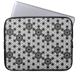 Funda Para Portátil Patrón japonés de Asanoha - blanco y negro