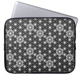 Funda Para Portátil Patrón japonés de Asanoha - blanco y negro