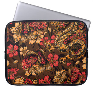 Funda Para Portátil Patrón koi del dragón japonés.