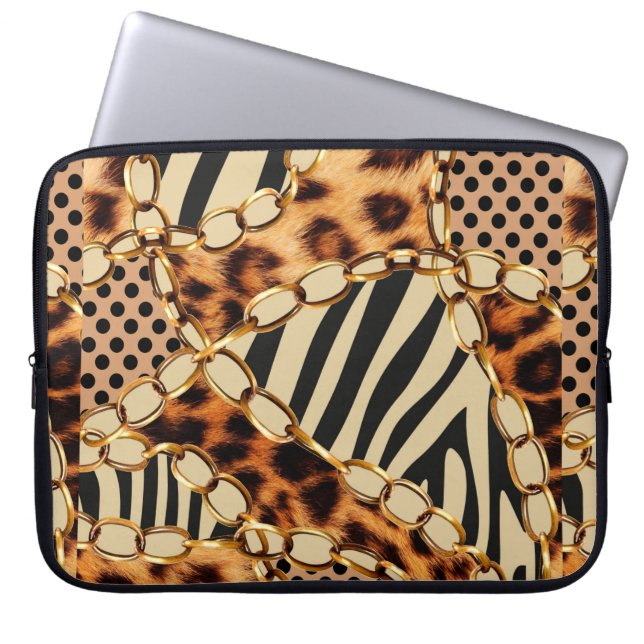 Funda Para Portátil Patrón leopardo, impresión leopardo, impresión ani (Frente)