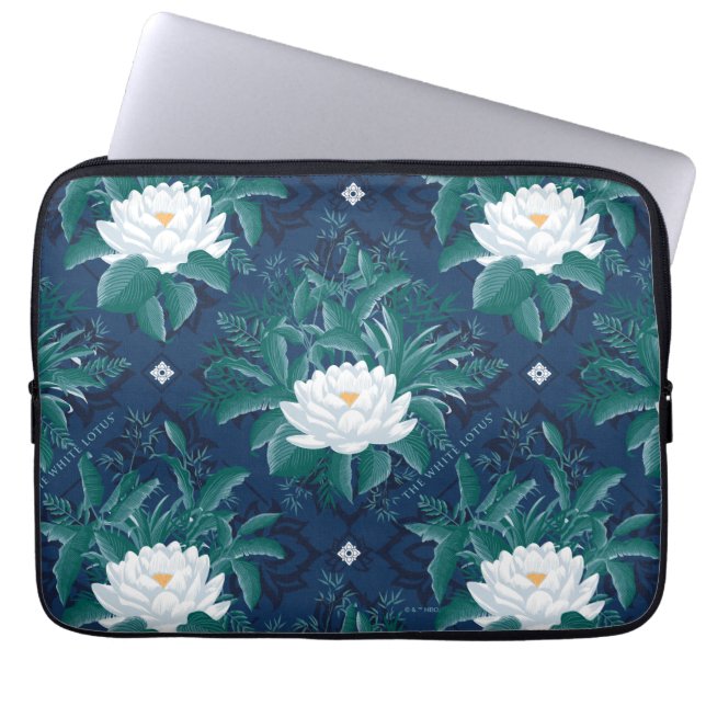 Funda Para Portátil Patrón Lotus de la medianoche blanca (Frente)