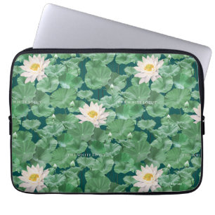 Funda Para Portátil Patrón Lotus Lagoon - El Lotus blanco