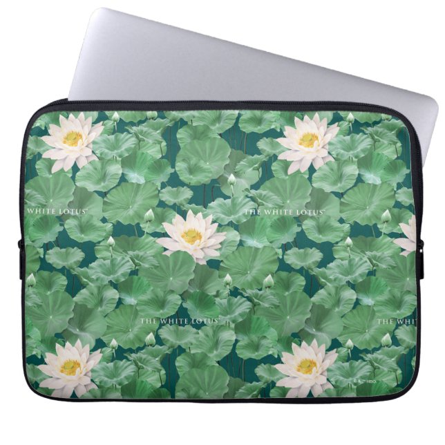 Funda Para Portátil Patrón Lotus Lagoon - El Lotus blanco (Frente)