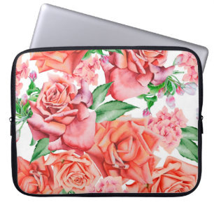 Funda Para Portátil Patrón luminoso sin costuras con flores. Flor. Wat