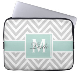 FUNDA PARA PORTÁTIL PATRÓN MINT VERDE Y GRIS PERSONALIZADO