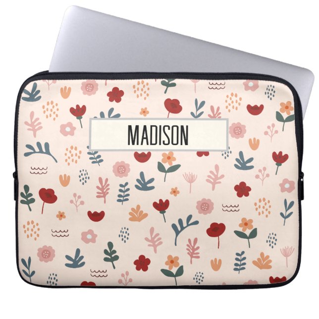 Funda Para Portátil Patrón moderno de flores estéticas (Frente)