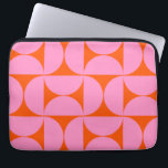 Funda Para Portátil Patrón Moderno De Mediados Del Siglo, Preppy Rosa<br><div class="desc">Patrón moderno retro de mediados de siglo - Formas geométricas abstractas - Patrón Minimalista y agudo en rosa y naranja.</div>