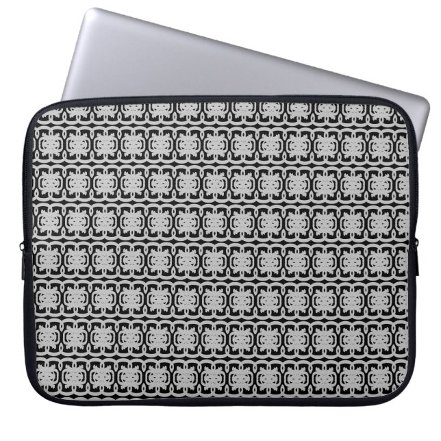 Funda Para Portátil Patrón moderno en gris negro y plateado (Frente)
