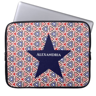 Funda Para Portátil Patrón moderno patriótico estadounidense blanco ro