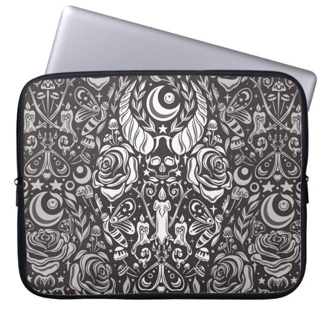Funda Para Portátil Patrón monocromo gótico (Frente)