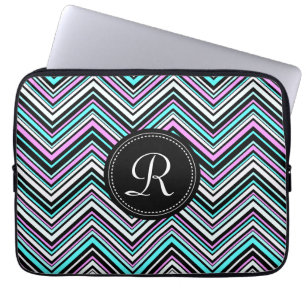 Funda Para Portátil Patrón Monogramado de Chevron Tribal Femenino