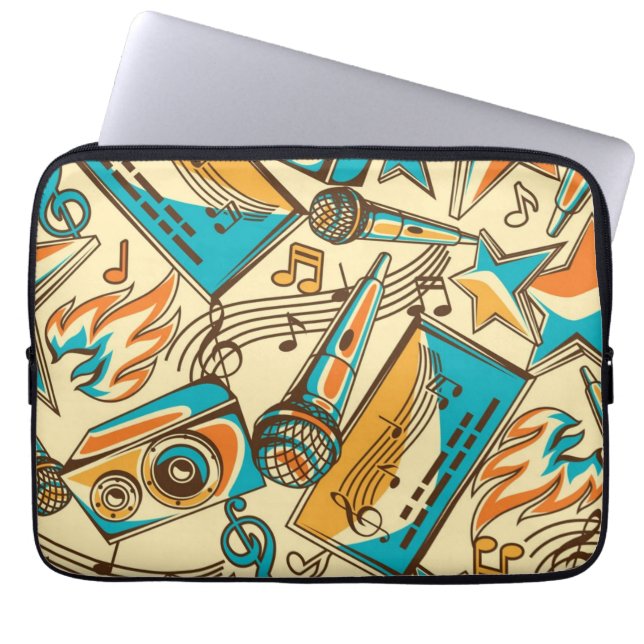 Funda Para Portátil Patrón musical (Frente)