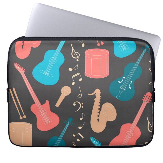 Funda Para Portátil Patrón musical (Frente)