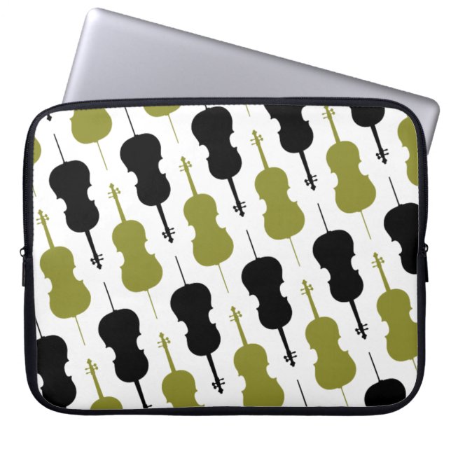 Funda Para Portátil Patrón musical de Cello (Frente)