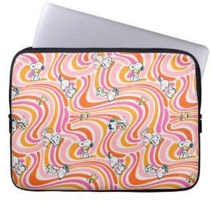 Funda Para Portátil Patrón Naranja de vibraciones de Snoopy & Woodstoc