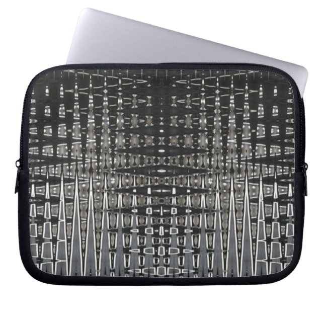 Funda Para Portátil Patrón negro y plateado (Frente)