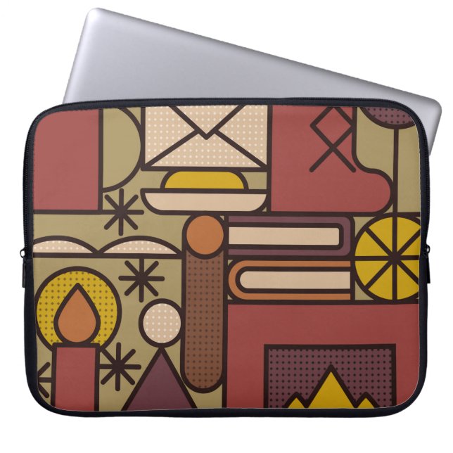 Funda Para Portátil Patrón: noche acogedora. Ilustración vintage abstr (Frente)