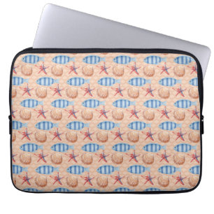 Funda Para Portátil Patrón oceánico de la cáscara de pez estelar de pe