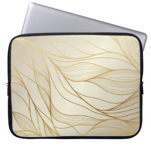 Funda Para Portátil Patrón ondulado de oro. Ornamen lineal dorado de l