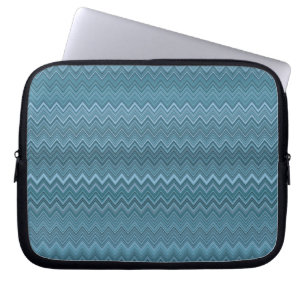 Funda Para Portátil Patrón ondulado de zigzag azul gris