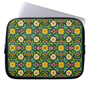 Funda Para Portátil Patrón Ornamental Floral en Colores Vibrantes