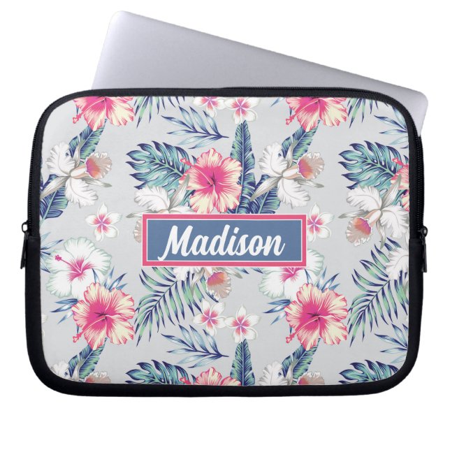 Funda Para Portátil Patrón Orquídea Tropical (Frente)