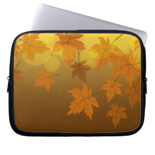 Funda Para Portátil Patrón otoñal con hojas de arce en caída y bokeh