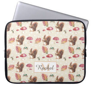 Funda Para Portátil Patrón otoño de ardillas y taburetes personaliza