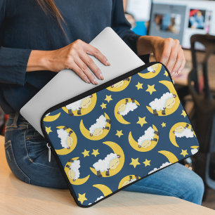 Funda Para Portátil Patrón ovino, oveja durmiente, luna, estrellas