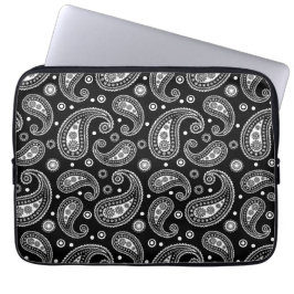 Funda Para Portátil Patrón paisley blanco y negro