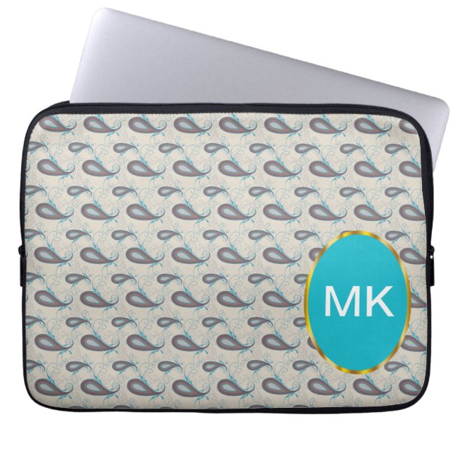 Funda Para Portátil Patrón Paisley Champagne (Frente)