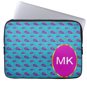 Funda Para Portátil Patrón paisley de pavo real y magenta