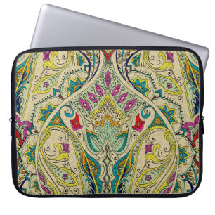 Funda Para Portátil Patrón paisley indio, frontera bohemia.