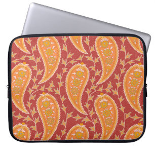 Funda Para Portátil Patrón Paisley. Número turco. Naranja cimarrón c