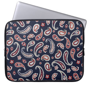 Funda Para Portátil Patrón paisley tradicional indio en la marina