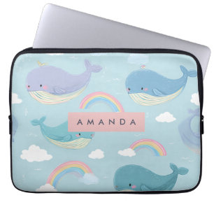 Funda Para Portátil Patrón personalizado de ballena pastel y arcoiris