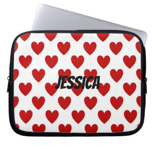 Funda Para Portátil Patrón personalizado de corazones rojos y blancos