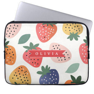 Funda Para Portátil Patrón Personalizado de Fresa Colorido de Verano