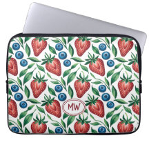 Patrón personalizado de fresa y arándano en blanco