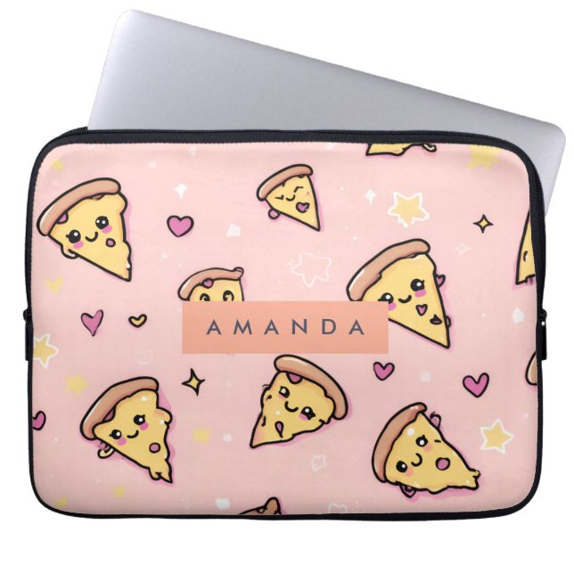 Funda Para Portátil Patrón personalizado de Kawaii Fun Pizza Slice (Frente)