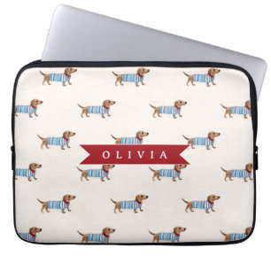Funda Para Portátil Patrón Personalizado de Perro Dachshund Lindo y El