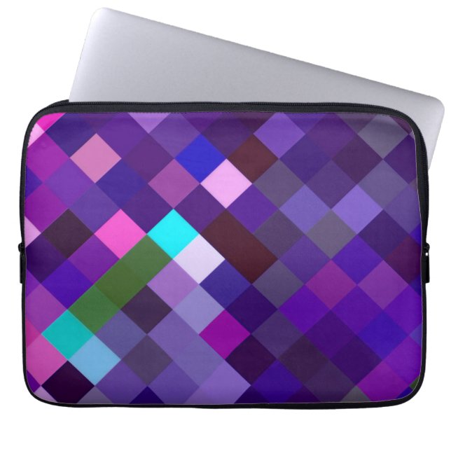 Funda Para Portátil Patrón Pixelado - Púrpura (Frente)