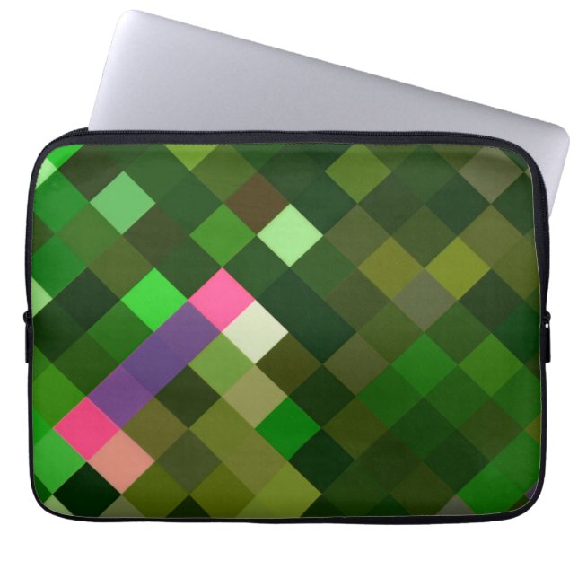 Funda Para Portátil Patrón Pixelado - Verde (Frente)